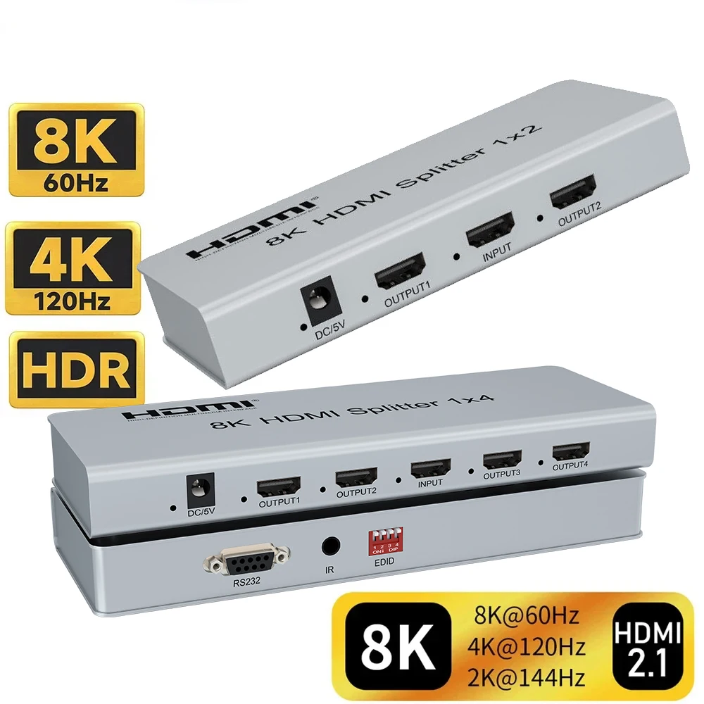 Audio Splitter Y - 8K HDMI 2.1 Splitter 1x2 1x4
